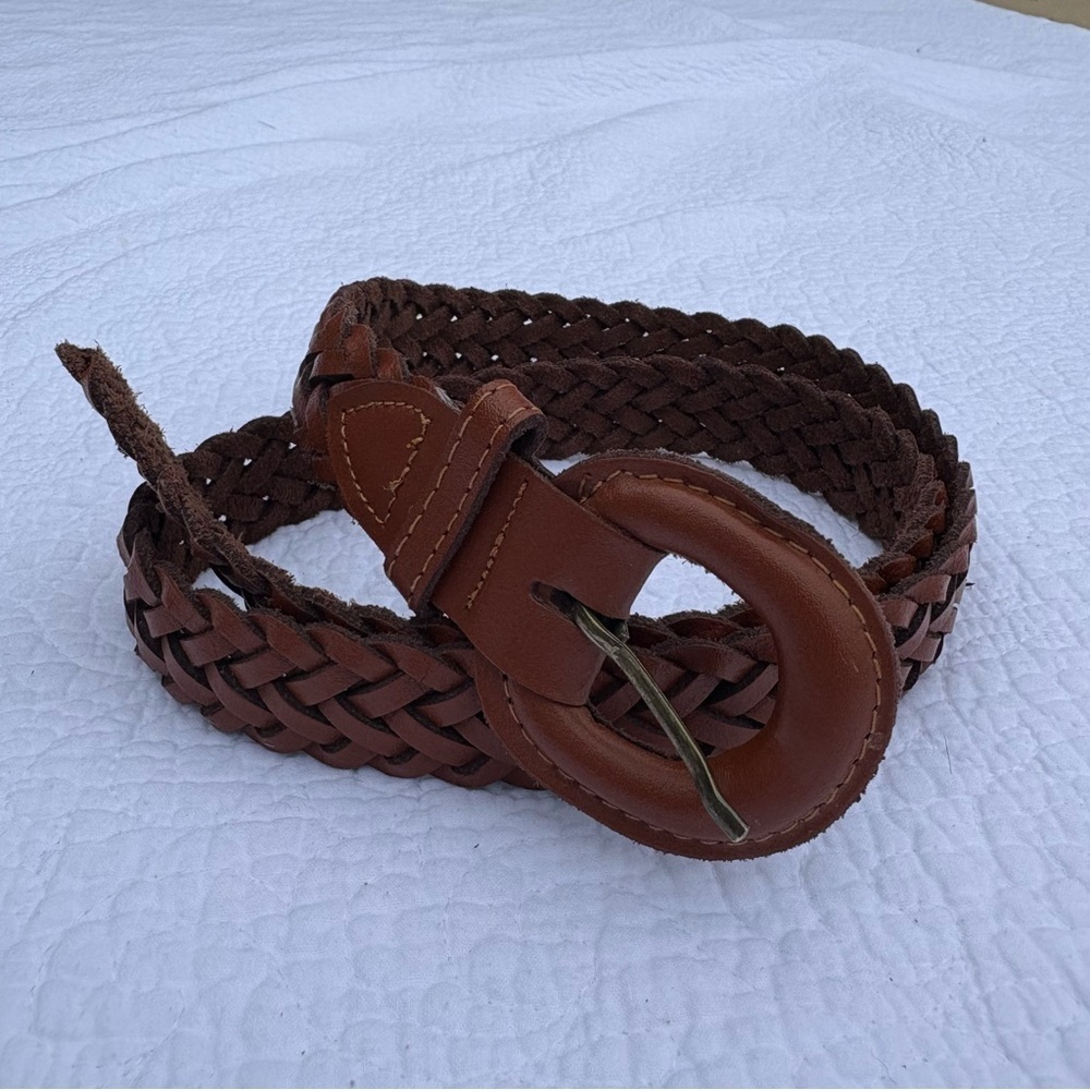 Vintage Brown Braided Leather Belt | Made in Argentina | M/L - Picture 3 of 6